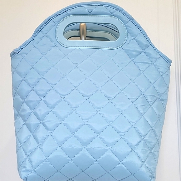 NWOT NANETTE LEPORE quilted light blue insulated lunch tote - Picture 8 of 9